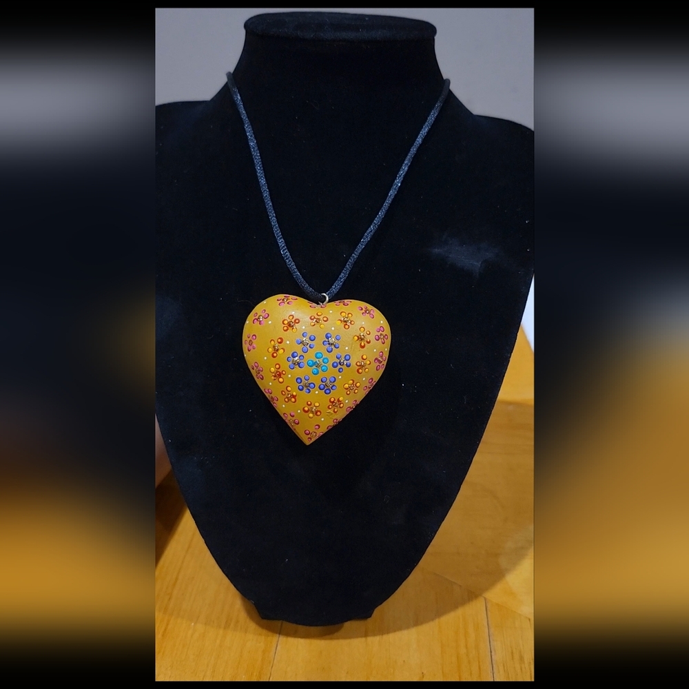 Handmade wooden heart necklace